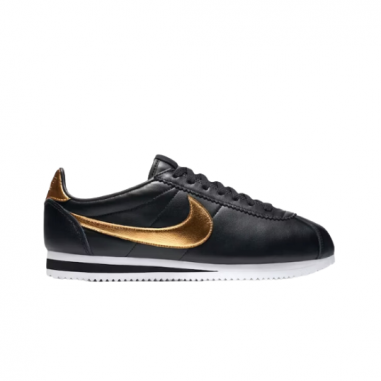 Nike Cortez Negras Metálicas Doradas